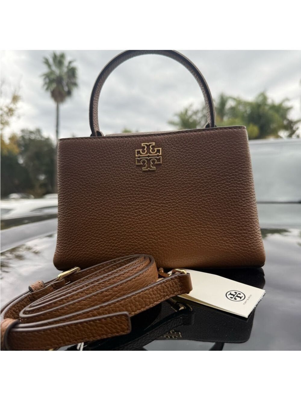 400!+ New Tory Burch Britten Mini Satchel In Moose - Picture 11 of 11